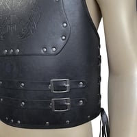 HiiFeuer Viking Sárkányos Fekete Bőr Mellvért LARP és Cosplay Középkori Páncélhoz 3