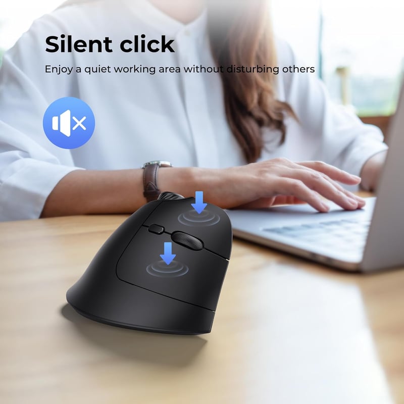 seenda Ergonomikus Vezeték Nélküli Egér Hangerőszabályzóval - Többeszközös Bluetooth/USB Vertikális Egér PC, MacBook, Tablet Használatra - F