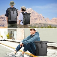 hk Rolltop Hátizsák 15,6" Laptoptartóval - Vízálló, Lopásbiztos Unisex Táska 20-27L, Utazáshoz, Munkához, Egyetemre, Fekete 7