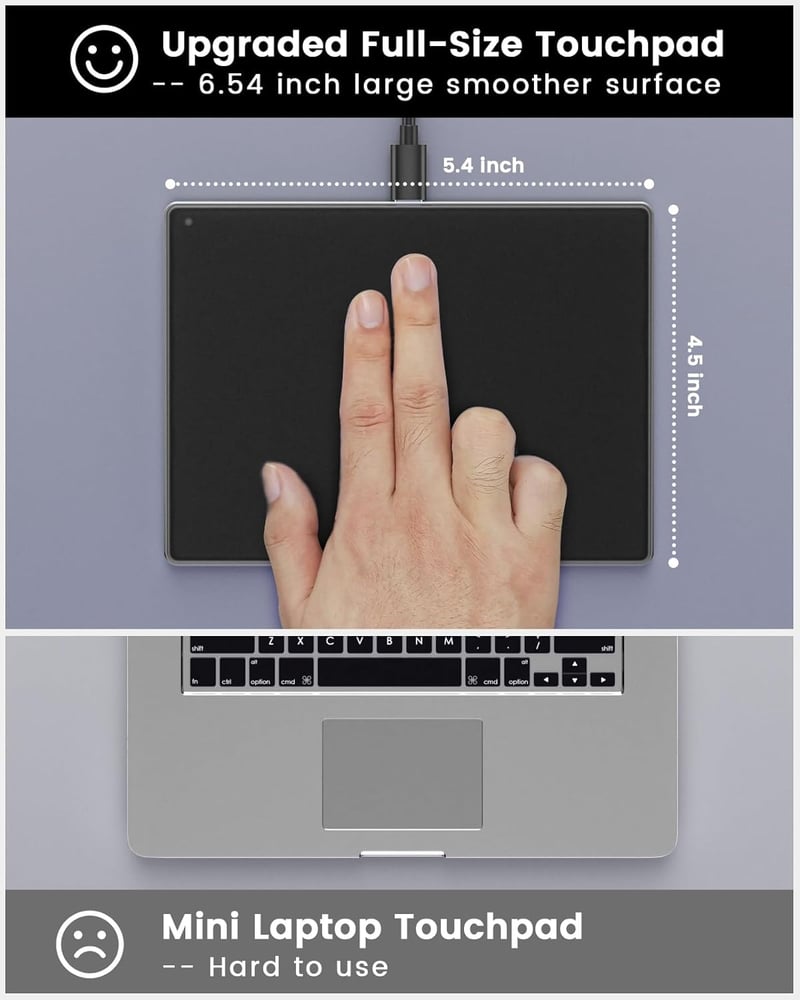 seenda Érintőpad Mac és Windows Rendszerekhez - Precíziós Fém Trackpad Multi-Touch Vezérléssel, Vezetékes Touchpad MacBook/PC/Laptop Eszközö