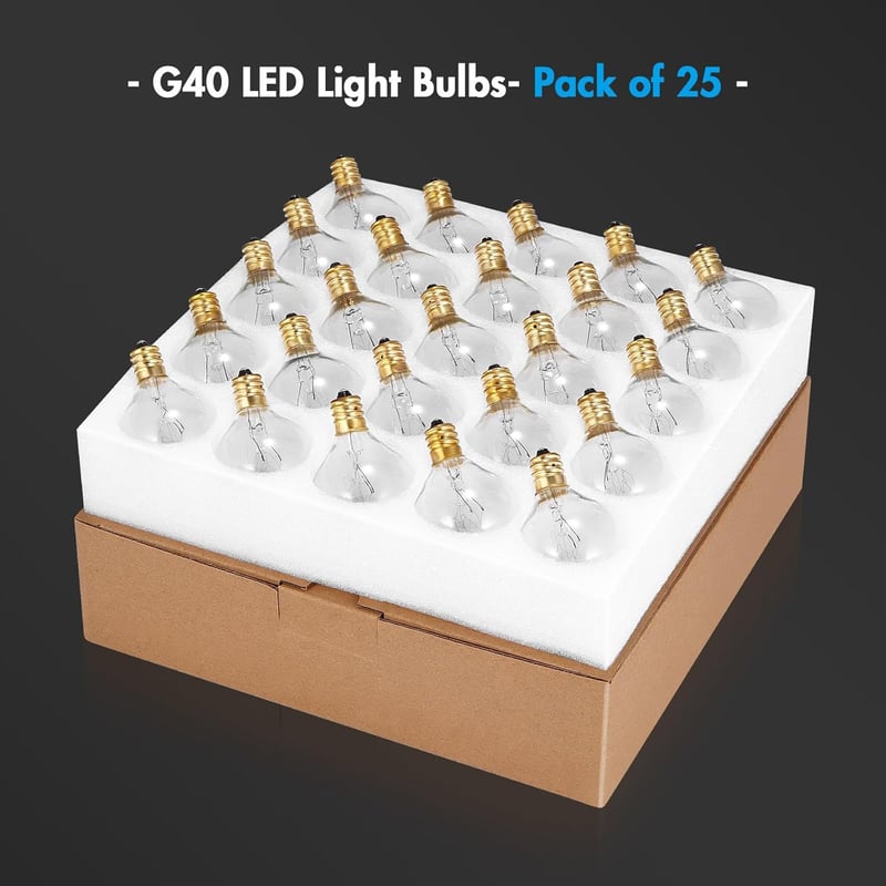 ZONJIE G40 LED Izzó E12 Foglalattal, 25 db Meleg Fehér 2700K, Szabályozható Fényerejű, Törésálló, 0.6W Energiatakarékos Kültéri Világítás