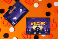 Lila Halloween Meghívó Szett 12 db Borítékkal és Címkékkel 4