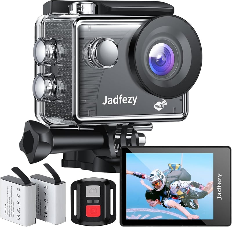 Jadfezy WiFi Akciókamera 1080P HD, 30m Vízálló, Távirányítós, 2 Akkumulátorral