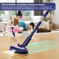 SUNSMAI Vezeték Nélküli Elektromos Felmosó LED Világítással, Permetező Funkcióval, 300ml Víztartállyal, Kivehető Akkumulátorral, Dupla Forgó 4