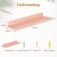 Lifewit Gyerek Fali Könyvespolc Szett, 4 db Rózsaszín Hullám Alakú Függő Polc (38 cm), Gyerekszobába Könyvekhez, Játékokhoz, Plüssökhöz 3