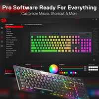 Redragon K618 Horus RGB Mechanikus Gamer Billentyűzet, Háromféle Csatlakozás, Lapos Billentyűk, Lineáris Red Switch, Dedikált Médiavezérlés 7