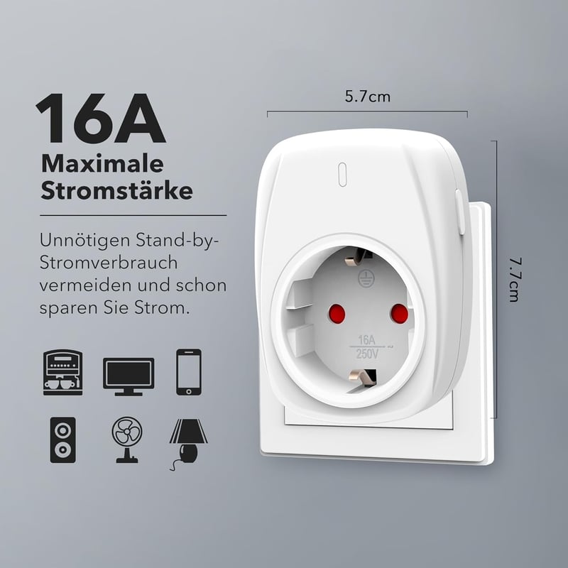 HBN Távirányítható Konnektorok 4 db - 3680W Vezeték Nélküli Kapcsoló Szett Beltéri Karácsonyi Dekorációhoz, Háztartási Gépekhez, 30m Hatótáv