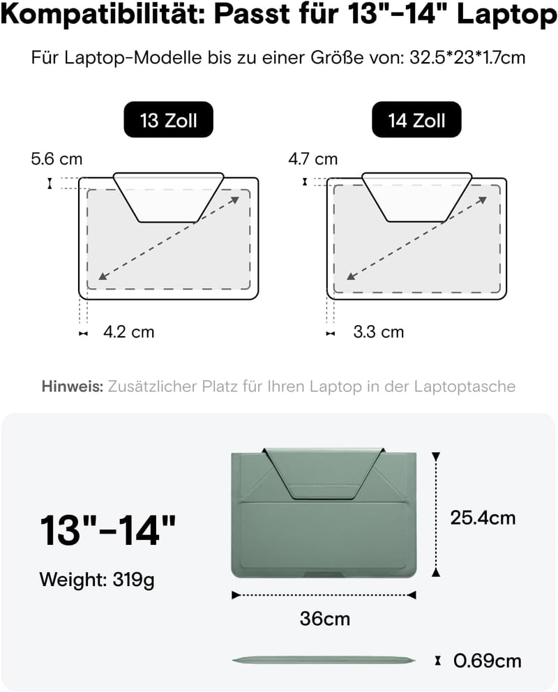 MOFT 13-14" Laptoptáska és Állvány - MacBook, HP, Dell, Lenovo Kompatibilis