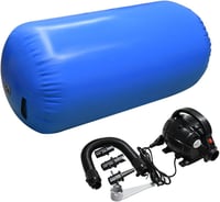 Home U Felfújható Léghengerű Tornaszőnyeg - Kék PVC Jóga és Gimnasztikai Légpárna Pumpával, 120x90 cm - Fitness és Testformáló Edzésekhez 1
