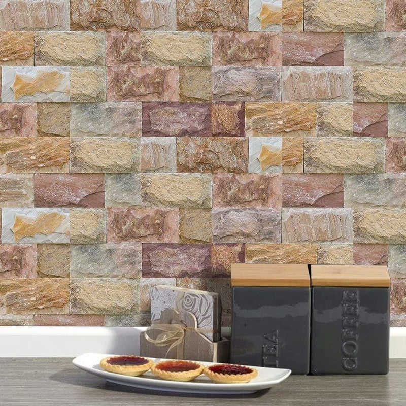 Öntapadós 3D tégla falmatrica szett - 24 db, 20x10 cm - Konyha és otthon dekorálásához