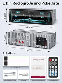 CAR Bluetooth autórádió 7 színű LCD kijelzővel, 4x65W, FM/AM/USB/AUX 7