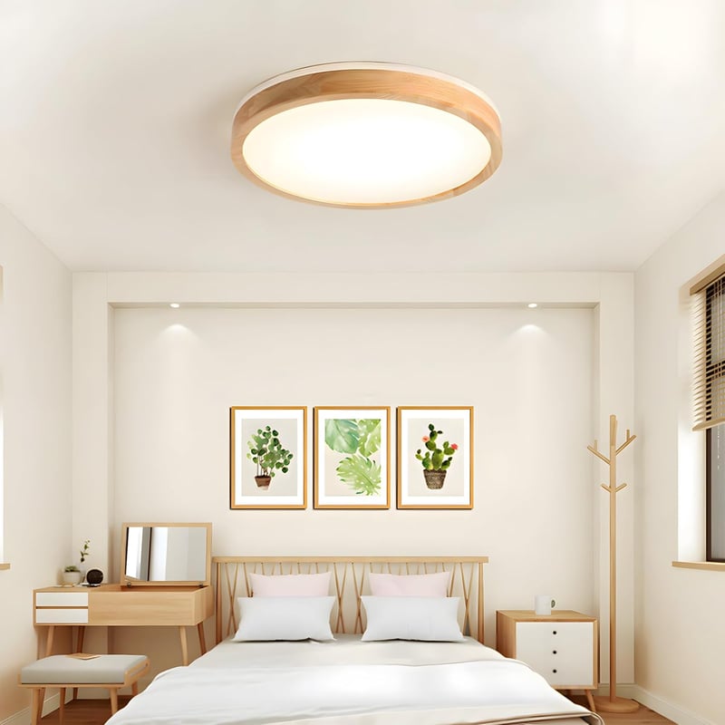WayLuoung Fa LED Mennyezeti Lámpa 60cm - Szabályozható 3000-6000K 48W Kerek Világítás Távirányítóval - Nappali, Hálószoba, Gyerekszoba, Kony