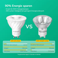 EDISHINE GU10 LED Izzó 5W Meleg Fehér 2700K Fényerőszabályzós 350 Lumen 38° Szögű 50W Halogén Helyettesítő Energiatakarékos 6db Csomag 4