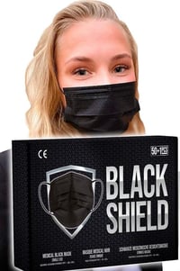 Black Shield Fekete Antibakteriális Orvosi Maszk 50db-os Csomag 2