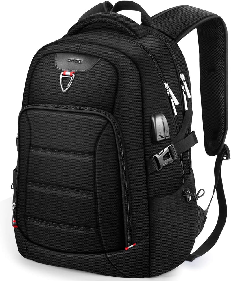HOMIEE 17,3" Lopásbiztos Vízálló Laptop Hátizsák USB Töltőporttal, Fekete