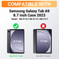 SEYMAC Samsung Galaxy Tab A9 8.7" (2023) Védőtok - 360° Forgatható Állvánnyal, Beépített Képernyővédővel, Vállpánttal és Tolltartóval - Tere 9