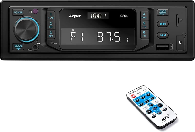 Avylet 1 DIN autórádió Bluetooth 5.0, RDS, 7 színű, 2 USB, MP3