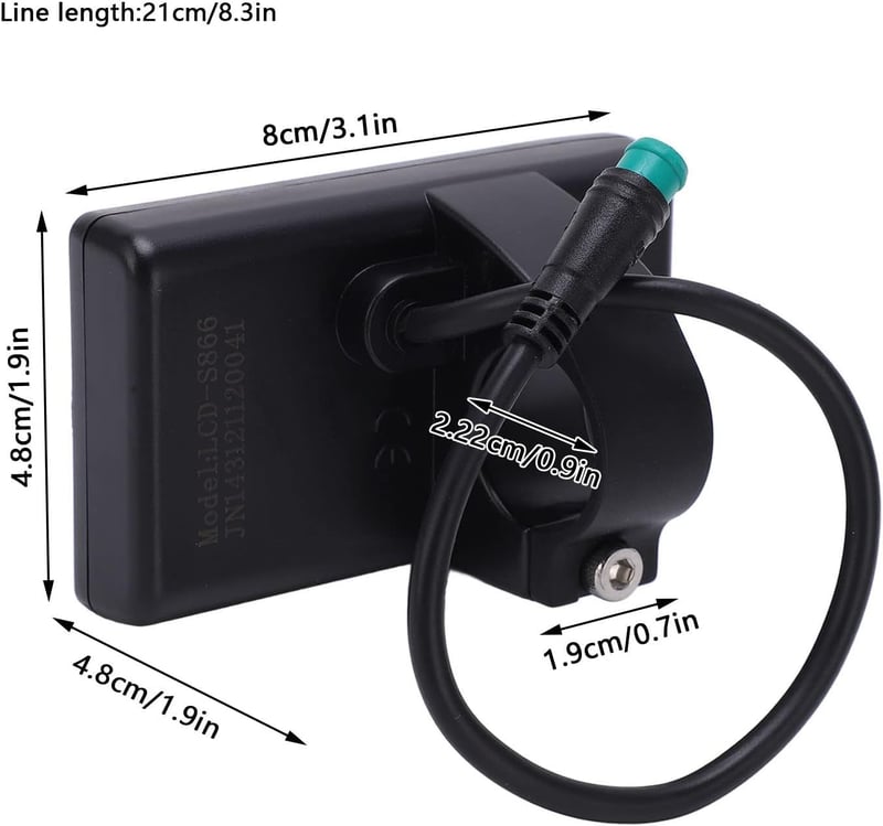 Yosoo S866 LCD kijelző e-kerékpárhoz - 24/36/48V, vízálló, USB-s, fekete