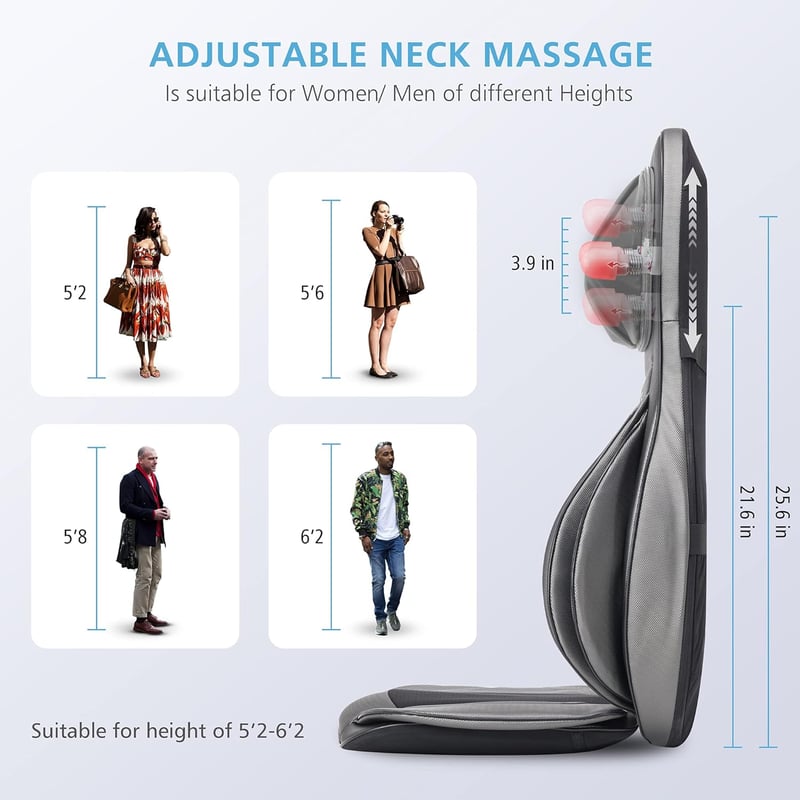Comfier Shiatsu masszázsülés - Nyak, váll, hát és comb masszírozó, melegítő funkcióval