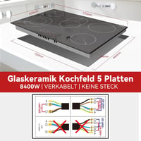 Karinear 77 cm-es Beépíthető Üvegkerámia Főzőlap 5 Zónával, 8400W, Érintőgombos, Időzítővel, Gyerekzárral, Túlmelegedés Elleni Védelemmel 6