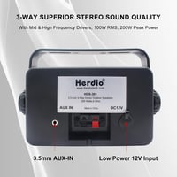 Herdio 3,5" Bluetooth Kültéri Hangszórópár - 200W Vízálló 3-Utas Hangrendszer Falra Szerelhető, 30m Hatótáv, AUX Bemenet, Teraszra, Kertbe,  7