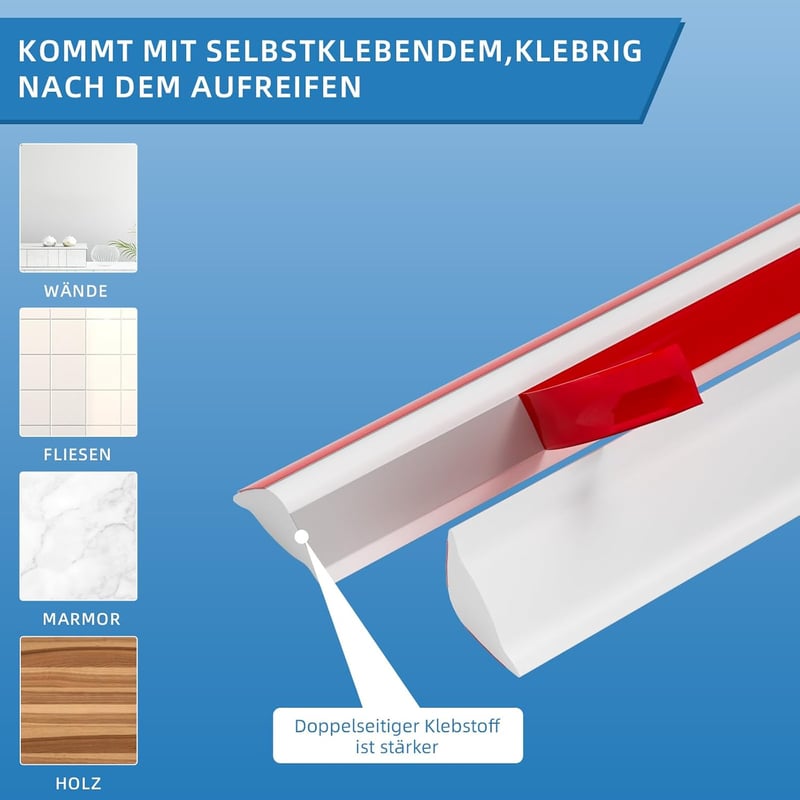 pundin Öntapadós Dekorációs Szegélyléc - Fehér PVC Sarokprofil Csempeszélekhez, Mennyezethez, Falátmenetekhez, Konyhapulthoz - 5m, 12x9mm