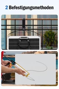 ECO-WORTHY 260W Flexibilis Napelem (2x130W) - Üvegszálas, 12BB Monokristályos, 23% Hatásfokú - Erkélyre, Lakóautóra, Hajóra, Kempingezéshez, 6