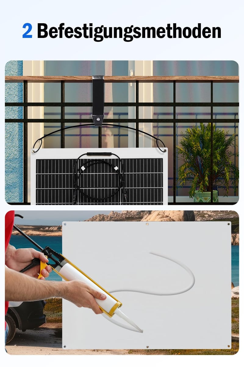 ECO-WORTHY 260W Flexibilis Napelem (2x130W) - Üvegszálas, 12BB Monokristályos, 23% Hatásfokú - Erkélyre, Lakóautóra, Hajóra, Kempingezéshez,