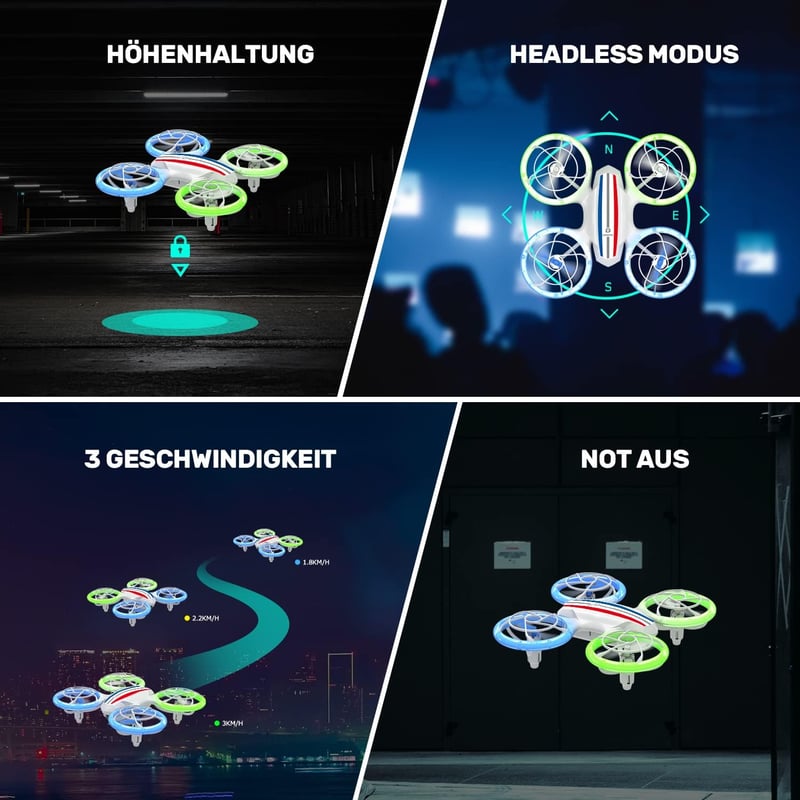 DEERC D23 Mini Drón Kamerával Gyerekeknek - WiFi Átvitel, 2 Akkumulátor, LED Világítás, Gesztus Irányítás, 3D Flip, Kezdőknek