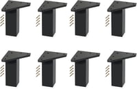 Kukicu Bútorlábak - 8 db Fekete Négyzet Profilú (40x40 mm) Bútorláb Szett - 8 cm Magas - Csavarokkal - Modern Stílusú - 200 kg Teherbírás 1