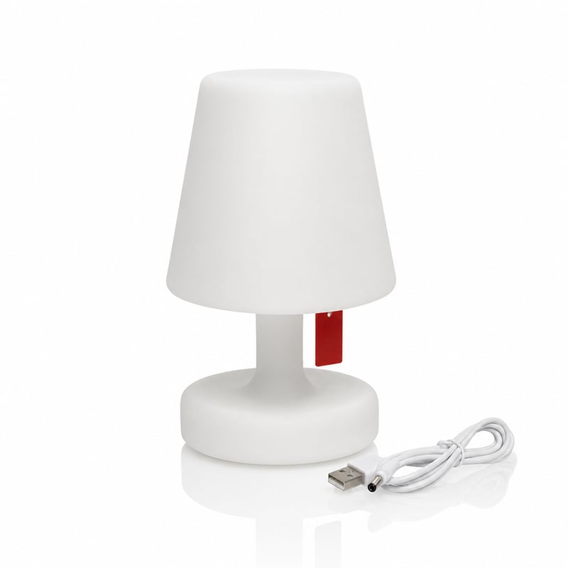 Stolná LED lampa Fatboy Edison The Petit, biela, 25 cm — chybná — chybná, na súčiastky: nesvieti, vo vnútri niečo hrká (stav: pozri 2. obrázok)