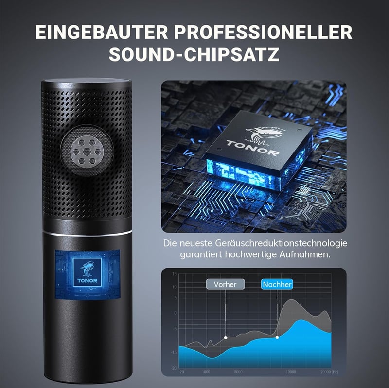 Tonor Q9 USB Kondenzátor Mikrofon Szett - Kardioid Irányítottságú Stúdió Minőségű Fém Mikrofon PC, Laptop és Konzol Kompatibilitással