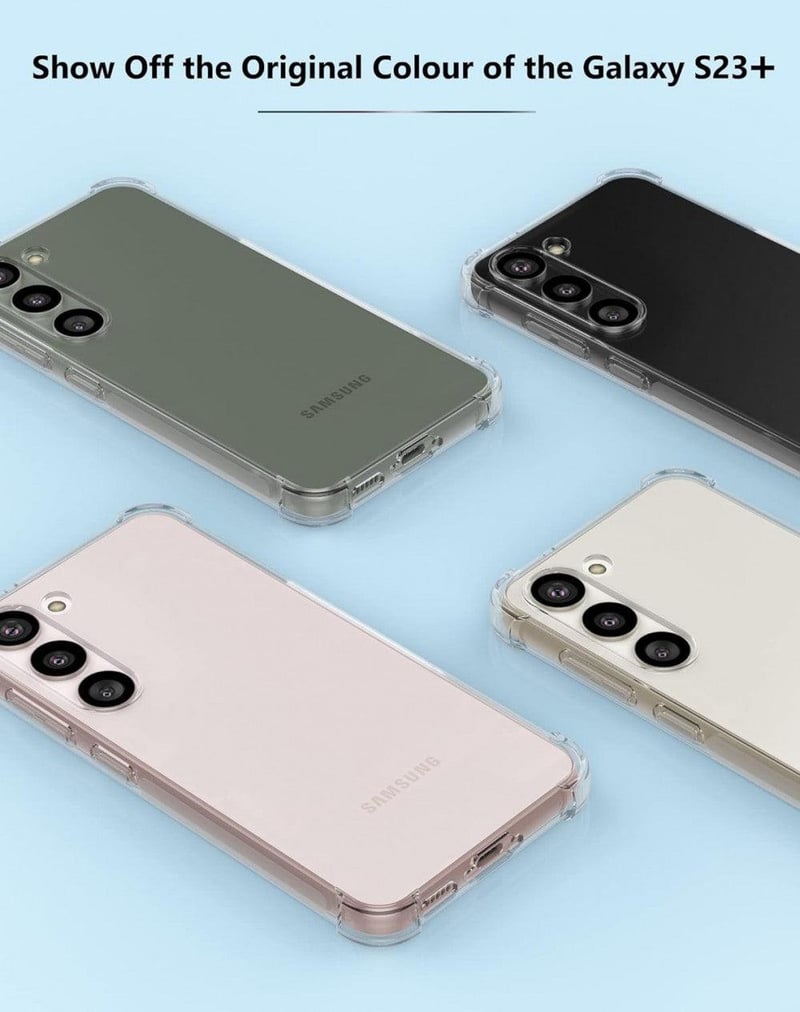 Samsung Galaxy S23 Plus ütésálló átlátszó tok erősített sarkokkal