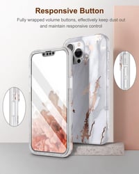 Apple iPhone 13 Pro Márványmintás Szilikon Tok Beépített Képernyővédővel - Fehér-Arany 6