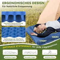 HIKENTURE Önfelfújó Kempingmatrac 13 cm Vastag, Párnával és Lábpumpával - Ultrakönnyű Túramatrac Kempingezéshez, Kiránduláshoz, 200x66 cm 2