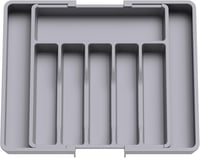 Lifewit Kihúzható Evőeszköztartó Fiókba - 33-57 cm Állítható Méretű Műanyag Konyhai Rendszerező Kanál, Villa, Kés Tárolására - 8 Rekeszes Sz 1