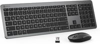 iClever Vezeték Nélküli Billentyűzet és Egér Szett - Újratölthető, Ultravékony, Csendes, QWERTZ Kiosztású PC/Laptop Billentyűzet, Szürke - grey 1