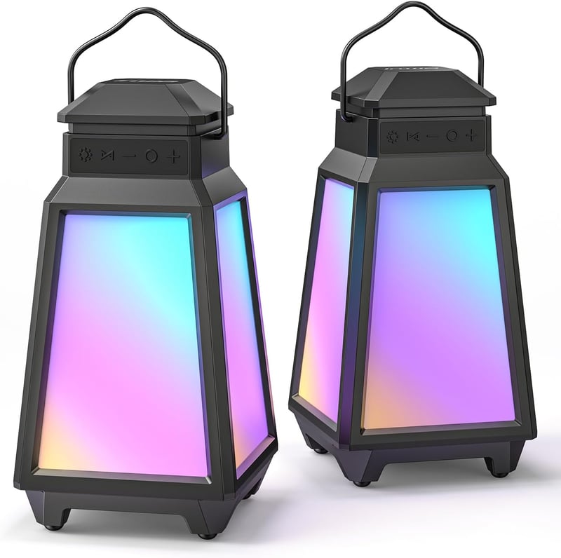 Inwa Bluetooth 2 db Hangszóró RGB Éjszakai Fénnyel - IP65 Vízálló, 8 Fénymód, 100 Hangszóró Szinkronizálás, Kültéri Használatra