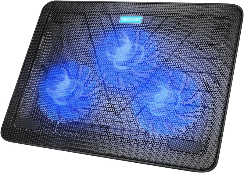 TECKNET Laptop Hűtőpad 12-17 Colos Notebookhoz, 3 Ventilátor LED-del, USB Portokkal - 3 Lüfter, blue