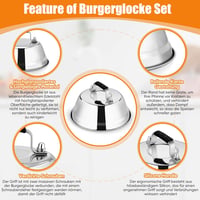 Homikit Rozsdamentes Acél Burger Harang Szett (2db) - Hőálló Szilikon Fogantyúval, 22,8 cm - Teppanyaki, Grill és Konyhai Használatra, Mosog 3