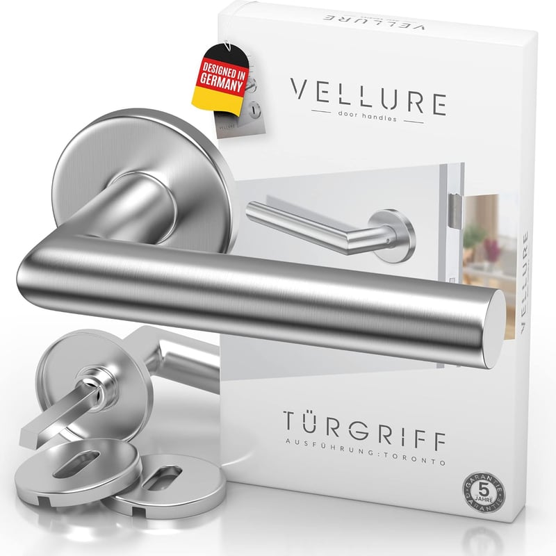Vellure® Rozsdamentes Acél Ajtókilincs Szett 4db - Beltéri Ajtókhoz, Sablonnal