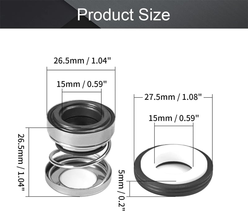 Othmro 108-15 Mechanikus Tengelytömítés 15mm Belső Átmérővel - Ötvözet és Műanyag Szivattyú Alkatrész Medencékhez, Jakuzzihoz és Vízpumpákho