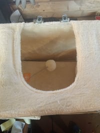 Heybly HCT203SM grebalica za mačke 35 cm, s velikim ležajem, kućicom za mačke, stupom za grebanje i plišanom lopticom, bež, rabljeno 3