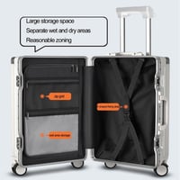LANMOU Alumínium Keretes Kemény Héjú Bőrönd 20" - Kézi Poggyász USB Porttal, Pohártartóval, 4 Kerekű Utazóbőrönd TSA Zárral, 56 cm, Fehér 7