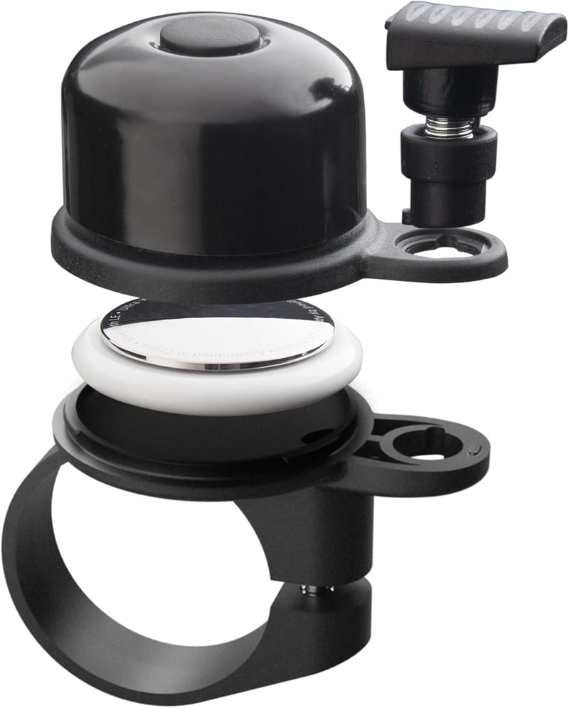 AIRBELL Kerékpárcsengő Apple AirTag Rejtekhellyel - Lopásgátló Bicikli Kiegészítő, Fekete, 31,8 mm, Szerszámokkal