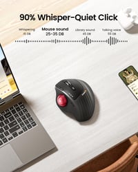 ProtoArc EM01 NL Vezeték Nélküli Trackball Egér - 2.4G USB és Bluetooth, Hüvelykujj Vezérlés, Állítható Szög, 5 DPI Fokozat, Újratölthető, P 6