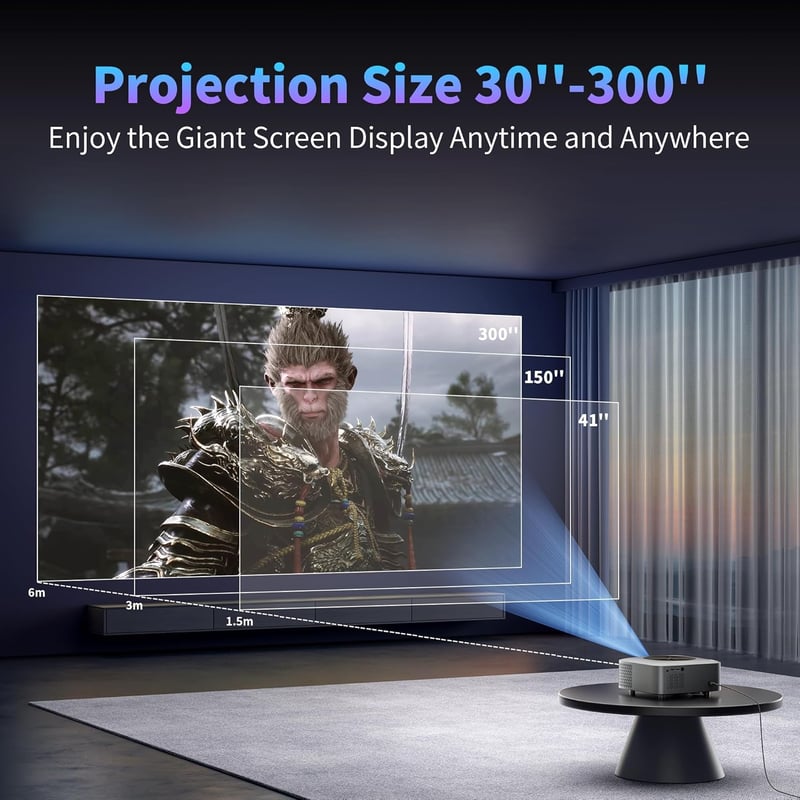 Sainellor 4K Android 12.0 Mini Projektor - 500ANSI, 1080P, WiFi 6, Bluetooth 5.0, 4GB RAM, 32GB ROM, Elektromos Fókusz, 4D Keystone