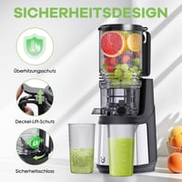 Canoly 350W Hideg Prés Gyümölcsfacsaró 140mm Extra Nagy Adagolóval - Egész Gyümölcsökhöz, Zöldségekhez, Biztonsági Zárral, Könnyen Tisztítha 6