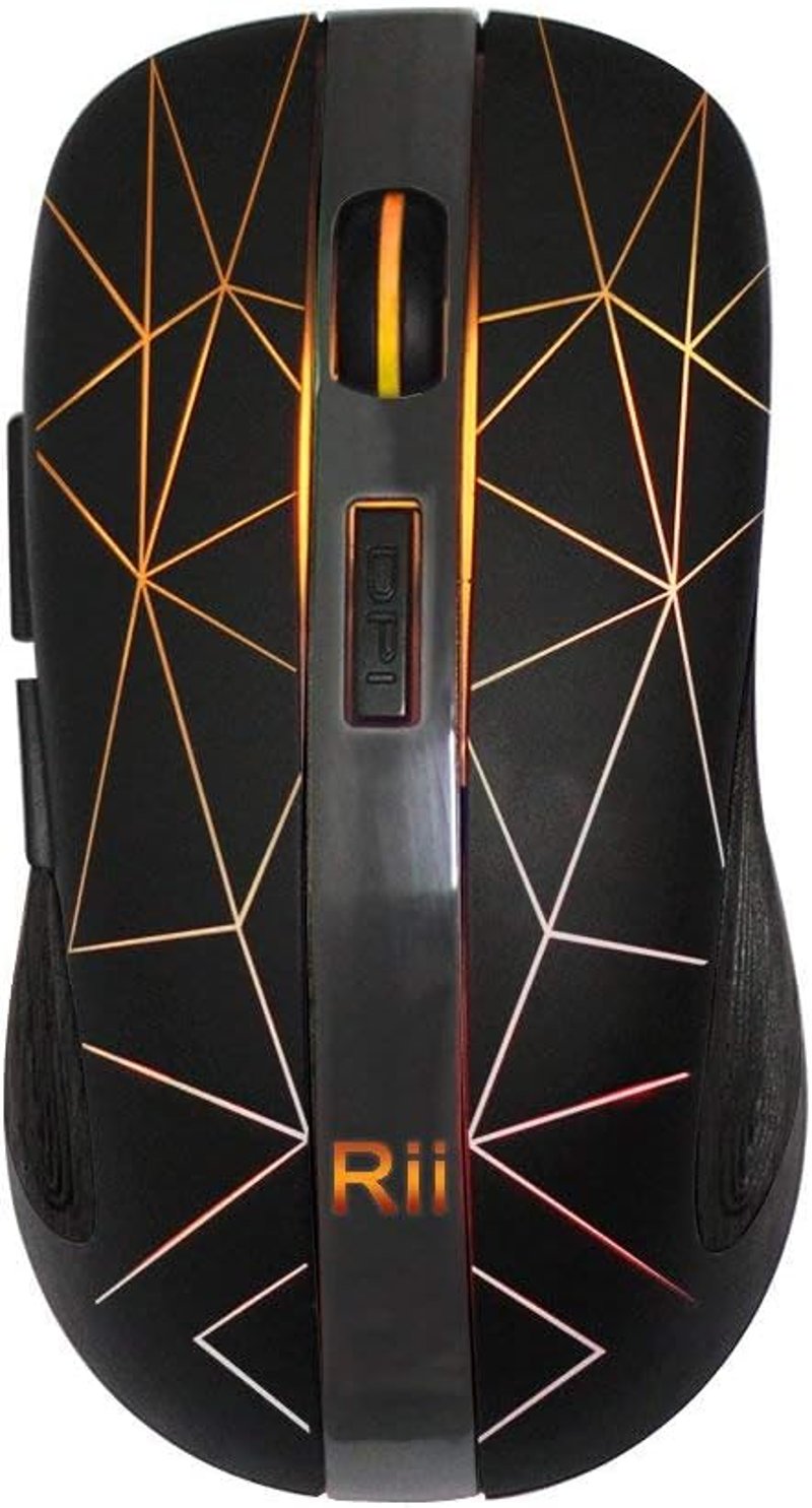 Rii Vezeték Nélküli Egér 2.4G USB Nano Vevővel, 7 LED Világítással, Optikai Szenzorral PC/Laptop/Mac/Linux Rendszerekhez, Fekete