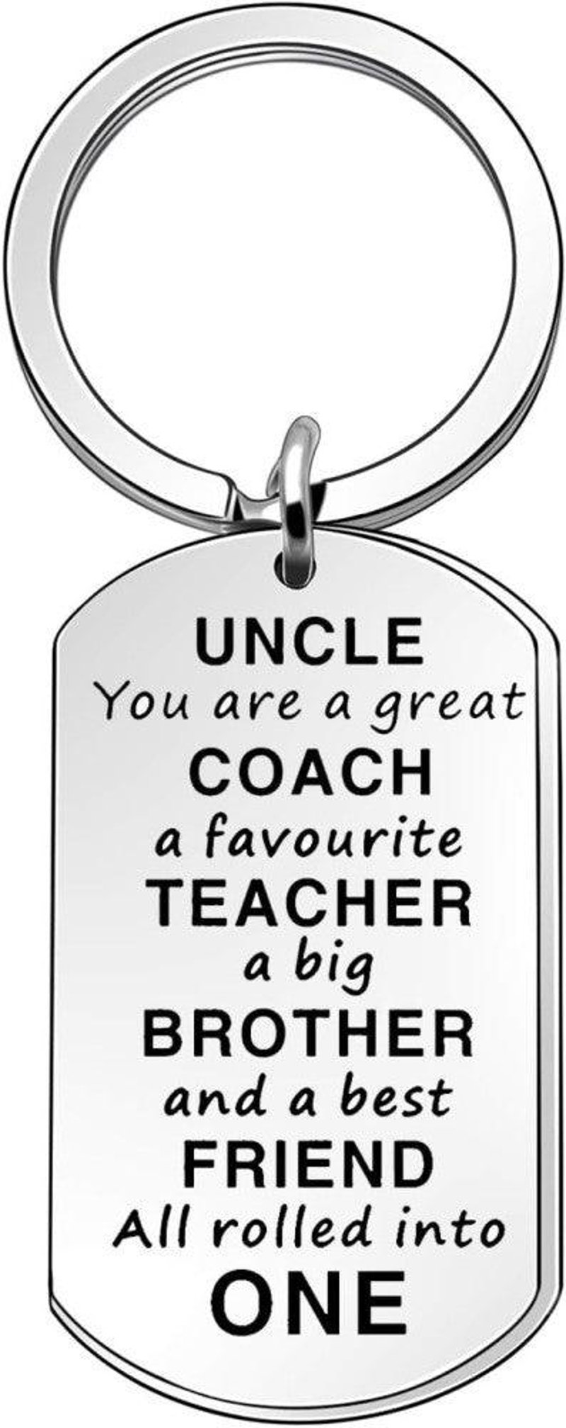 Angelra Ezüst Acél Kulcstartó "Uncle You Are A Great Coach" Felirattal, 1,85"